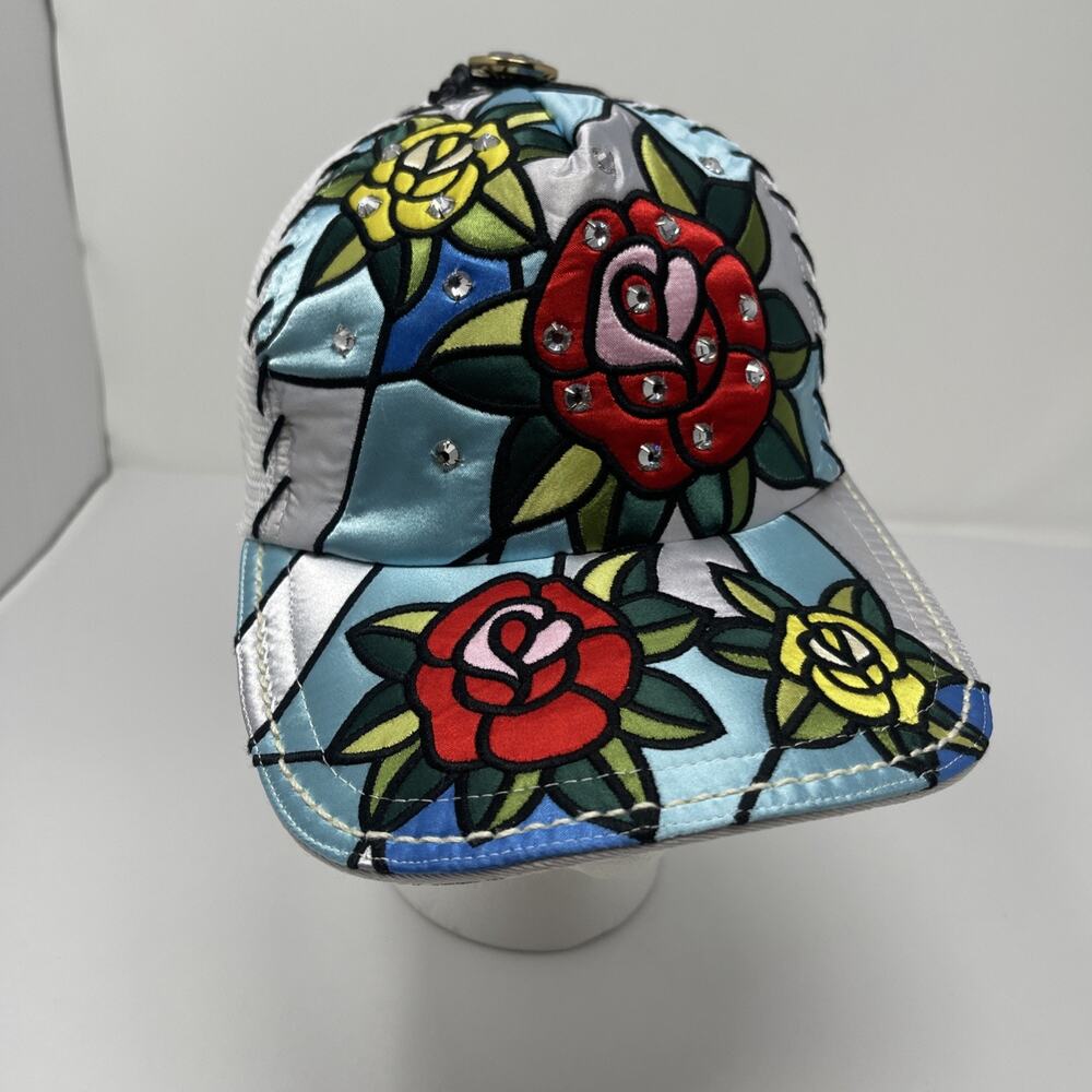 Four 41 Baseball Hat Cap Stained Glass Rose Adorned W/ Swarovski Crystals New